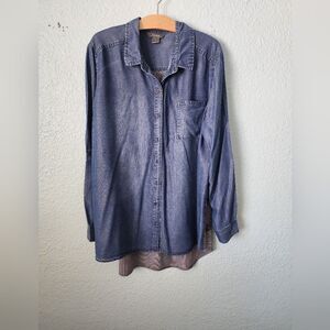 NATURAL Deep Blue Denim Top Stylish Back Contrast